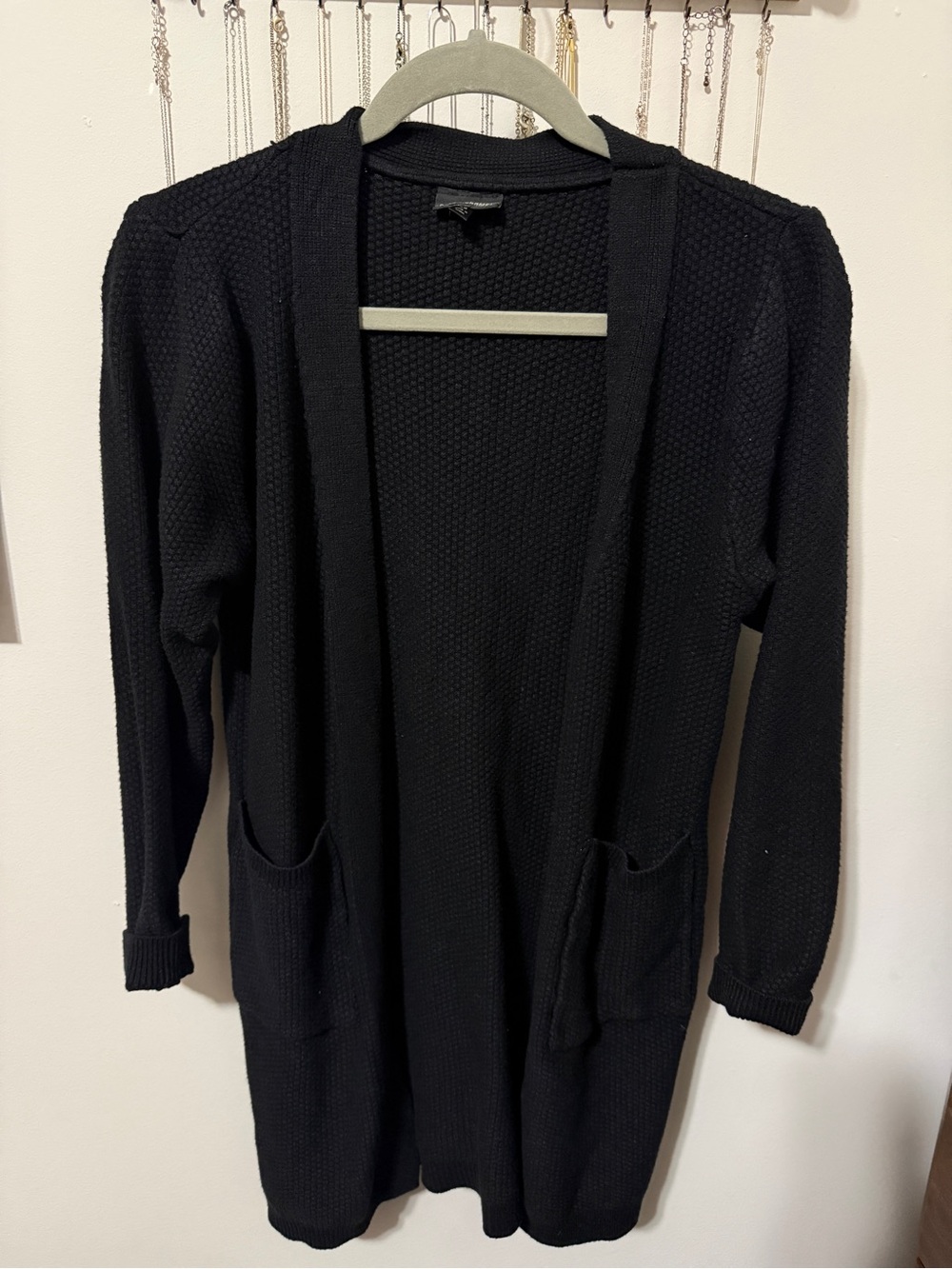 Coco + Carmen Black Open-Front Knit Cardigan with Pockets